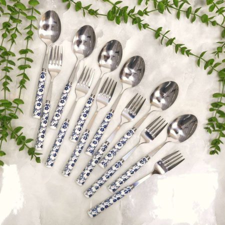 قاشق چنگال گل آبی