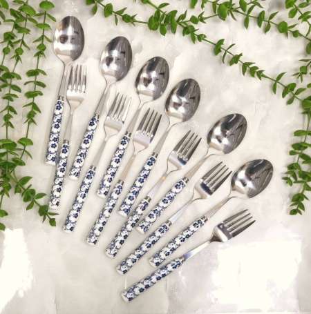 قاشق چنگال گل آبی